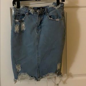 Distressed Denim skirt